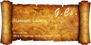 Gyenge Csaba névjegykártya